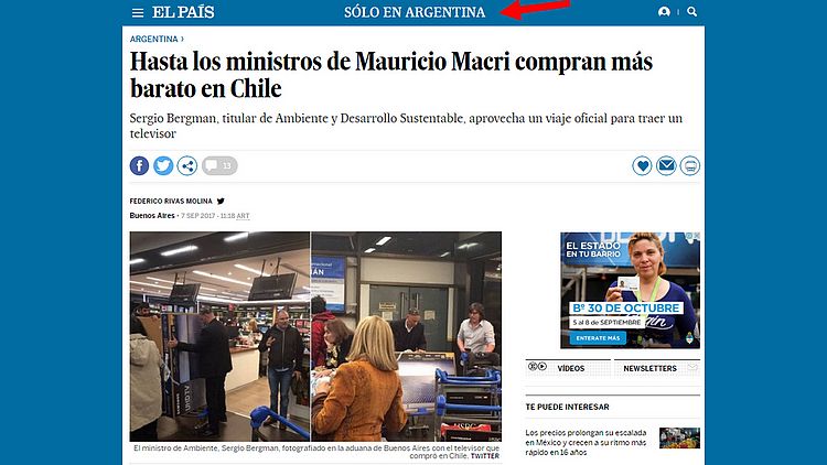La publicación del diario El País, España