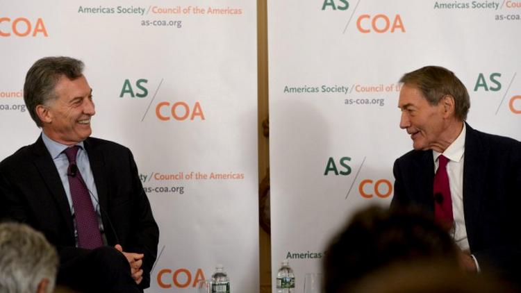 Macri con el periodista Charlie Rose en el Council of Americas