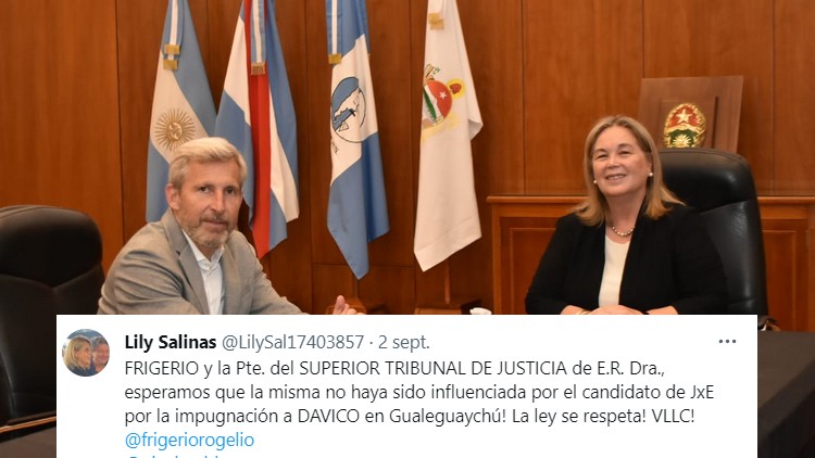 Rogelio Frigerio se reunió a solas con la presidenta del Tribunal Electoral